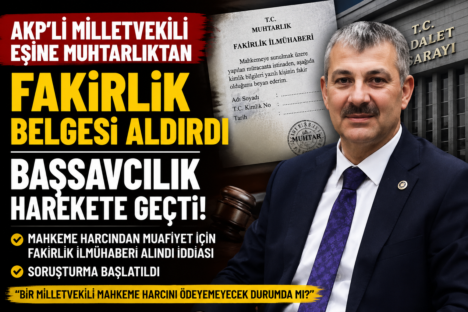 AKP’Lİ VEKİLİN EŞİNE “FAKİRLİK BELGESİ” İDDİASI! BAŞSAVCILIK HAREKETE GEÇTİ